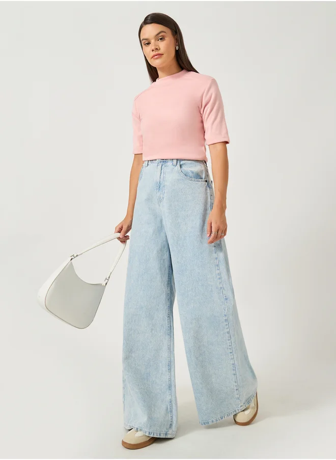 ستايلي Solid Regular Fit Round Neck T-Shirt