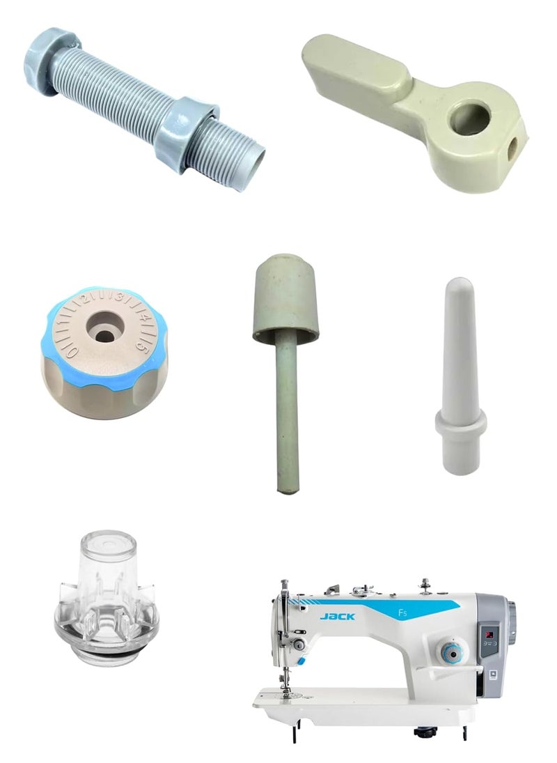 SIVANAs Frequently Used Parts for Single lockstitch Jack Machines F4F5 A2 A4 Models DialHand LifterOil WindowCap Presser BarHead Rest Pin Knee Lifter Push Rod Kit of 6 Pcs - Image 1