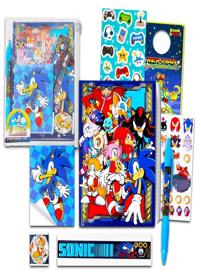 Sonic The Hedgehog مجموعة قرطاسية سونيك القنفذ للأطفال - حزمة مع دفتر سونيك، دفتر ملاحظات، قلم، ملصقات، مجموعة يوميات أخرى للأولاد - Image 1