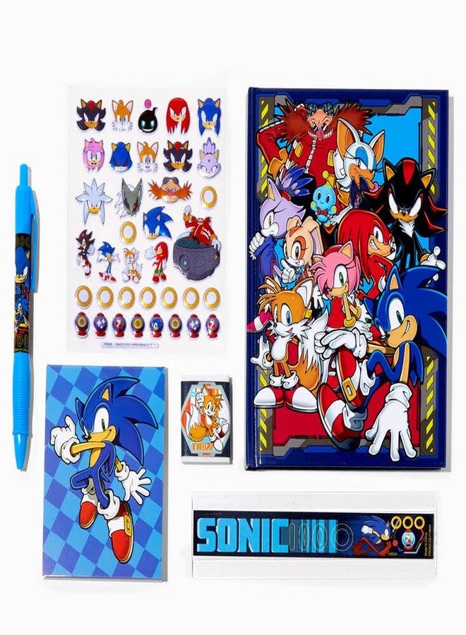Sonic The Hedgehog مجموعة قرطاسية سونيك القنفذ للأطفال - حزمة مع دفتر سونيك، دفتر ملاحظات، قلم، ملصقات، مجموعة يوميات أخرى للأولاد - Image 2