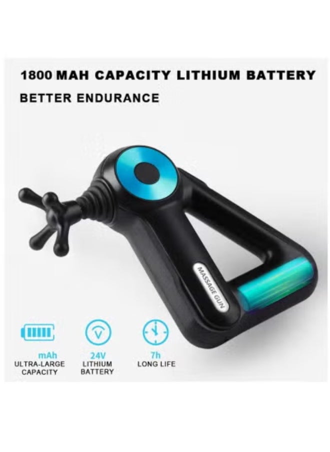 TIGER Triangle Deep Tissue Body Massager Gun with 12 Pro Massage Heads – High-Power Percussion Therapy Device for Full Body Muscle Pain Relief – Quiet Motor, USB Rechargeable, Lightweight & Portable Design – Ideal for Back, Neck, Shoulder, Leg, and Post-Workout Recovery – For Men & Women  - Image 2