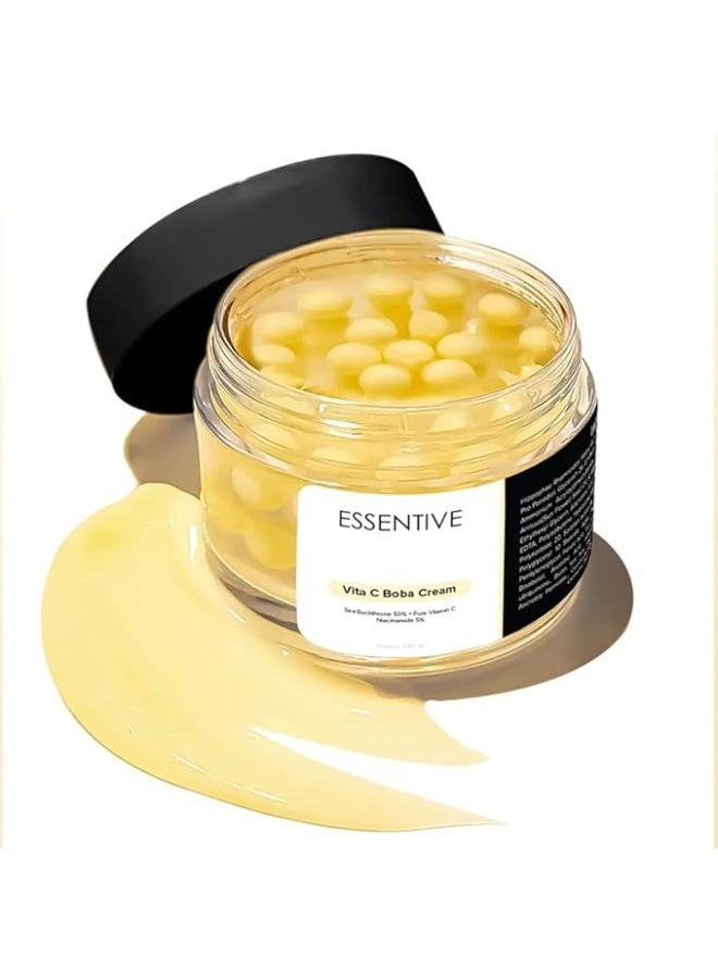 ESSENTIVE Vitamin C Capsule Cream | Korean Boba Cream with Sea Buckthorn, Niacinamide & Vitamin E | Face Moisturizer for Hydration, Brightening & Anti-Aging | Korean Skin Care (100g) - Image 1