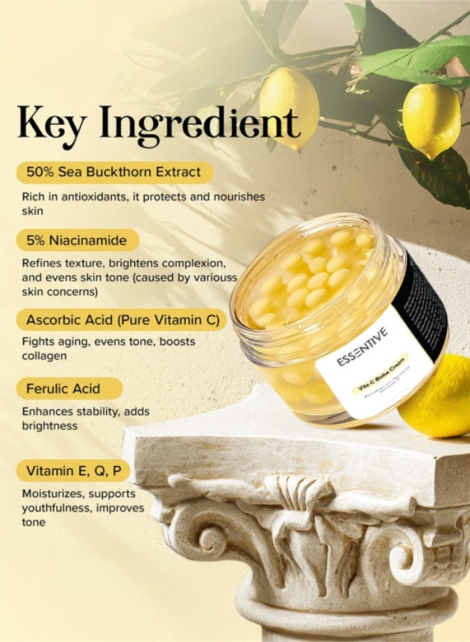 ESSENTIVE Vitamin C Capsule Cream | Korean Boba Cream with Sea Buckthorn, Niacinamide & Vitamin E | Face Moisturizer for Hydration, Brightening & Anti-Aging | Korean Skin Care (100g) - Image 3