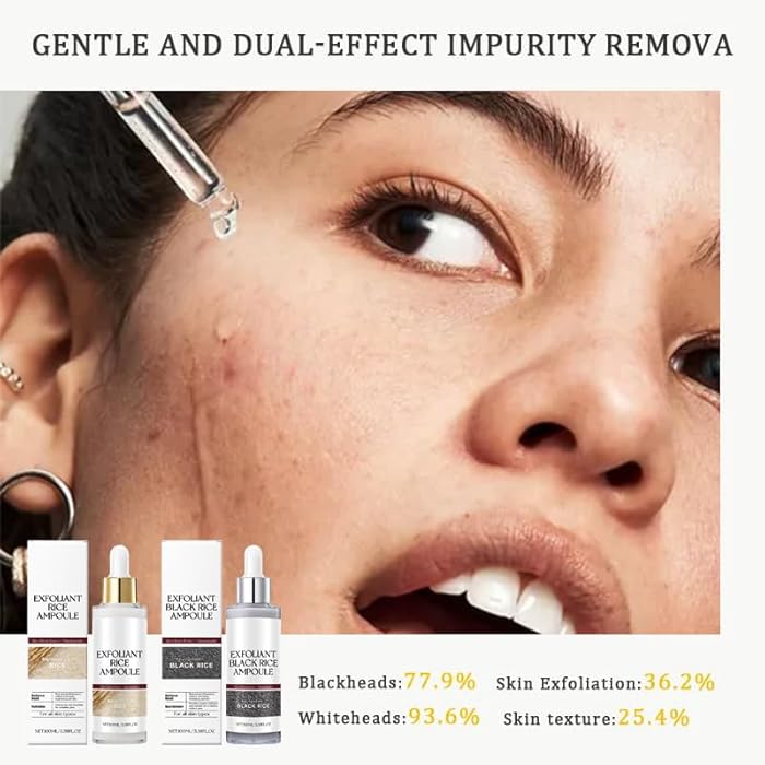 Krajiyya Black and White Rice Peeling, New Soft Rice Exfoliating Face and Body, Black and White Rice Exfoliant for All Skin Types, Gentle Peel & Deep Hydration (White+Black) 2pcs - Image 2