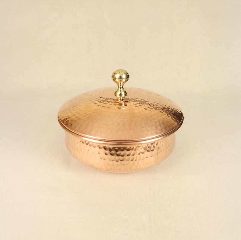 Spillbox Putrika Copper Kitchen Appliances Cooking Serving Pot Pan|Biryani Handi|Urli|Serveware|Tope |Patila|Cookware Bowl|Cooking Bowl Set with Lid (Copper, Small) - Image 1