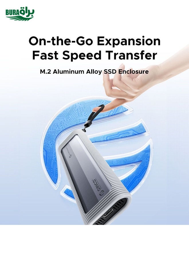 BURAQ - ORICO AXM2-G2-V1-GY-BP M.2 NVMe SSD Enclosure with Silicone Protective Case & Type-C+USB Cable - Image 1