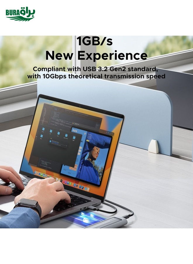BURAQ - ORICO AXM2-G2-V1-GY-BP M.2 NVMe SSD Enclosure with Silicone Protective Case & Type-C+USB Cable - Image 1