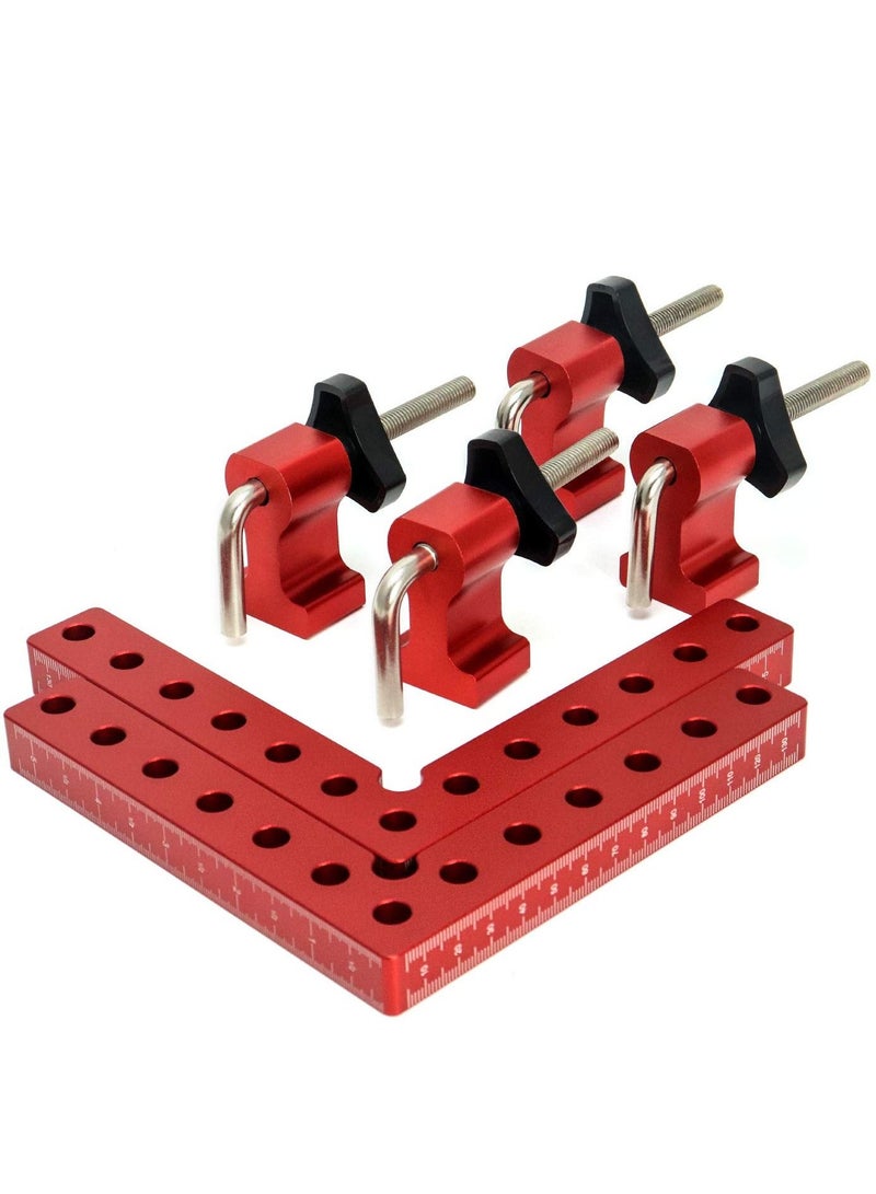 SYOSI 90 Degree Positioning Squares Right Angle Clamps ,  Aluminum Alloy Woodworking Clamps for Box Cabinets Drawers Picture Flame, Frames, ( 5.5"" x 5.5"") 2 Packs - Image 1