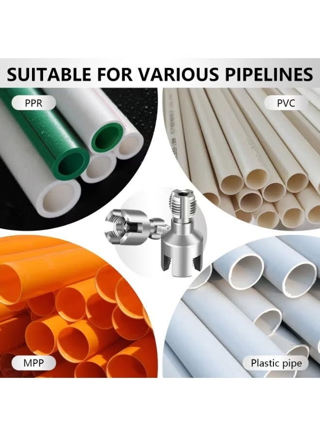 Integrated internal and external pipe thread tool, new two-in-one thread tool, PVC water pipe thread cutter set, suitable for electric drill (1/2" + 3/4") - Image 2