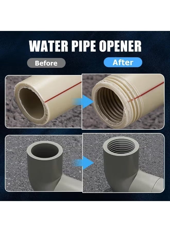 Integrated internal and external pipe thread tool, new two-in-one thread tool, PVC water pipe thread cutter set, suitable for electric drill (1/2" + 3/4") - Image 5