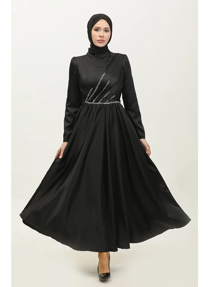 Sefa Merve Stone Evening Dress 5762-04 Black