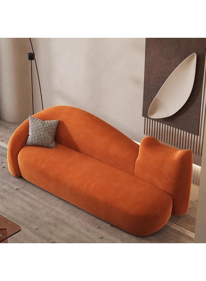 Zayn comforts Creative Curved Fabric Sofa Set â€“ with Unique Cat-Inspired Design, Ideal for Living Rooms & Office Lounges (Orange, With Chair (Left Head)) - Image 4