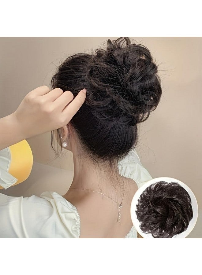 Chanderkash Women Stylish - Juda Hair Buns - Messy Bun Hair Extension - Artificial Fake Donuts Maker Scrunchies - With Elastic Rubber band - Black - Image 2