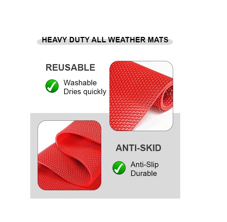 Purav Light Anti-Skid Non-Slip Waterproof Rubber Door Mat for Home Outdoor Entrance Large Size Foot Mats (2x3 feet, Green) - Image 5