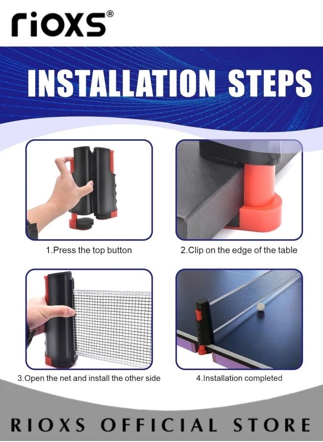 Table Tennis Sets, Complete Racket Sports Set- Two High Performance Bats, Stretchable Portable Net, Storage Bag And Three Table Tennis Balls, All-in-One All-in-One Retractable Ping Pong Net Set, Portable Ping Pong Paddles Set For Indoor/Outdoor Use, Family Fun Games-Black Table Tennis Sets