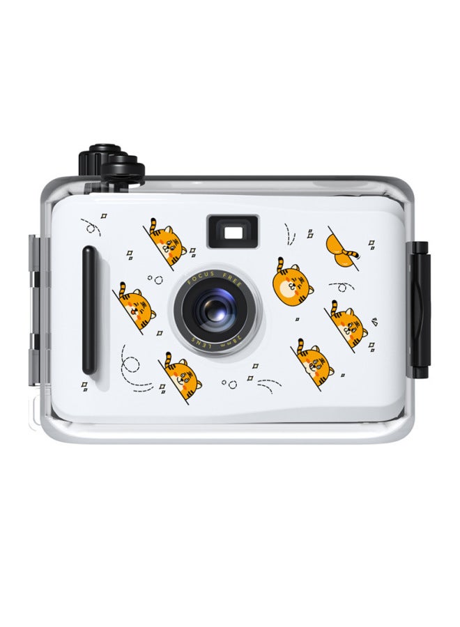 Generic Fool Mini Retro Waterproof Film Camera Film Machine Children Cute Student Campus Camera-Body Color:Expression Tiger-package Three  - Image 1