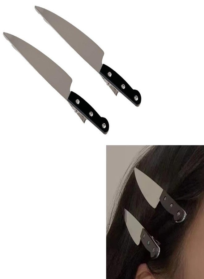 RFTWXHPN Mini Goth Horror Hair Accessories - Knife Hair Clips, Costume Cosplay Barrettes, Punk Hair Pins for Women and Girls, 2Pcs - Image 1