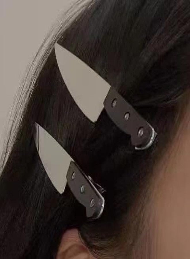 RFTWXHPN Mini Goth Horror Hair Accessories - Knife Hair Clips, Costume Cosplay Barrettes, Punk Hair Pins for Women and Girls, 2Pcs - Image 2