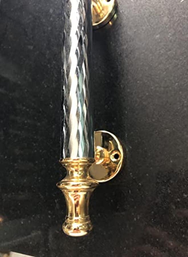 مقبض باب معدني من النحاس التايواني باللون الفضي والذهبي بطول 10 بوصات - Image 2