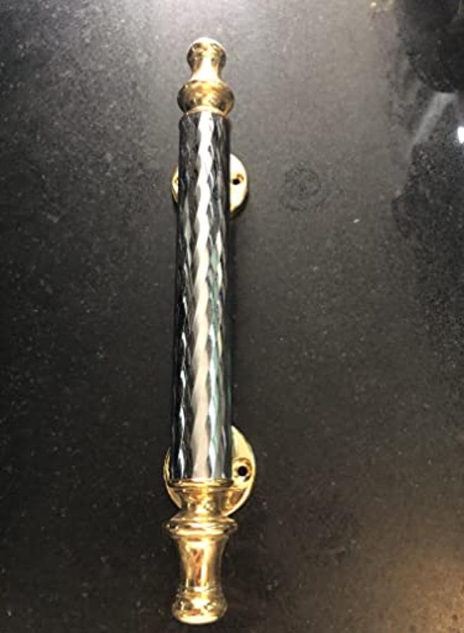 مقبض باب معدني من النحاس التايواني باللون الفضي والذهبي بطول 10 بوصات - Image 1