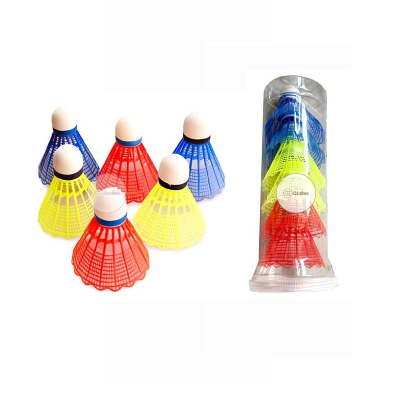 Canbee Kids Green Cap Multicolor Nylon and Feather Shuttlecock Pack of 6 & Pack of 10 (Multi-Color Shuttle) - Image 1