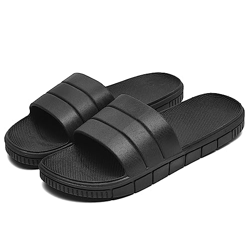 clootess Shower Slide Shoes for Men and Women Home Sandal Bath Slipper Indoor House Pool College Dorm Non-Slip Black 40.41 - Image 1