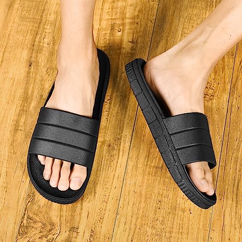clootess Shower Slide Shoes for Men and Women Home Sandal Bath Slipper Indoor House Pool College Dorm Non-Slip Black 40.41 - Image 4