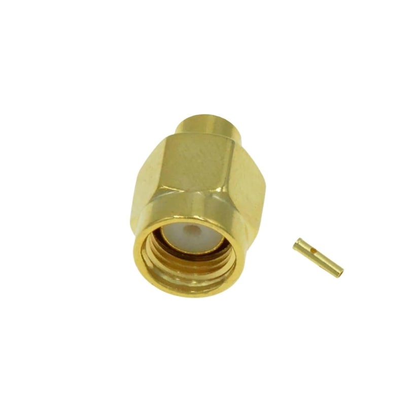 HFHYDZSW 100 قطعة RP-SMA ذكر لحام متوافق مع موصل كابل RG402 0.141 بوصة شبه صلب - Image 1