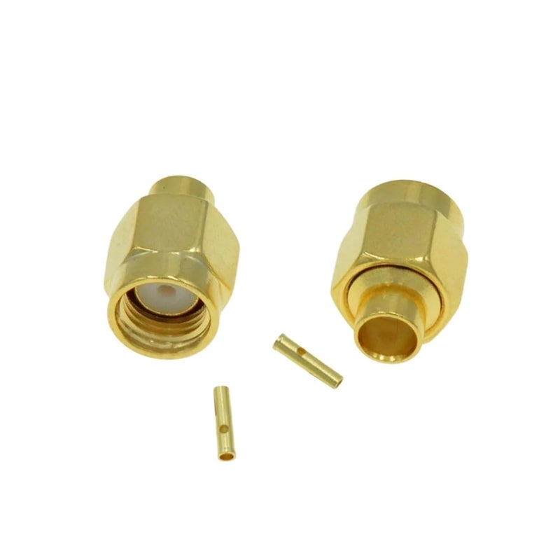 HFHYDZSW 100 قطعة RP-SMA ذكر لحام متوافق مع موصل كابل RG402 0.141 بوصة شبه صلب - Image 5