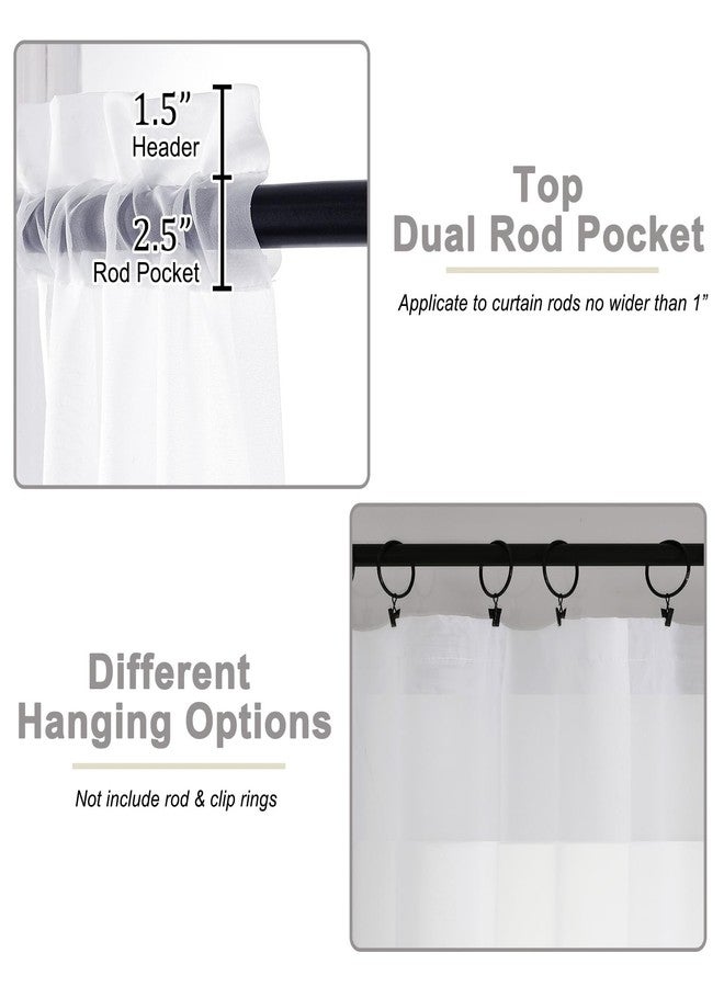 Welvetblk White Sheer Curtains 84 Inches Long 2 Panels, Soft Airy Light Filtering Curtains for Bedroom Living Room, Modern Rod Pocket Privacy Drapes Window Treatments, White, Total Wide 84 Inch - Image 4