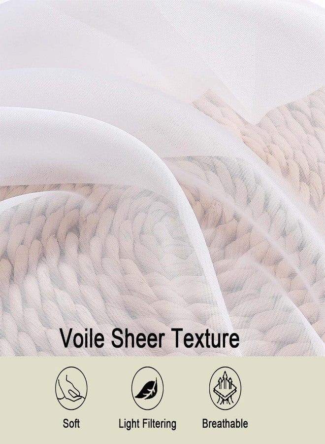 Welvetblk White Sheer Curtains 84 Inches Long 2 Panels, Soft Airy Light Filtering Curtains for Bedroom Living Room, Modern Rod Pocket Privacy Drapes Window Treatments, White, Total Wide 84 Inch - Image 3