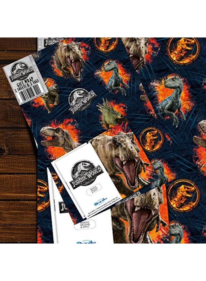JURASSIC WORLD Jurassic Park Wrapping Paper And Gift Tags 2 Sheets And 2 Gift Tags - Image 4
