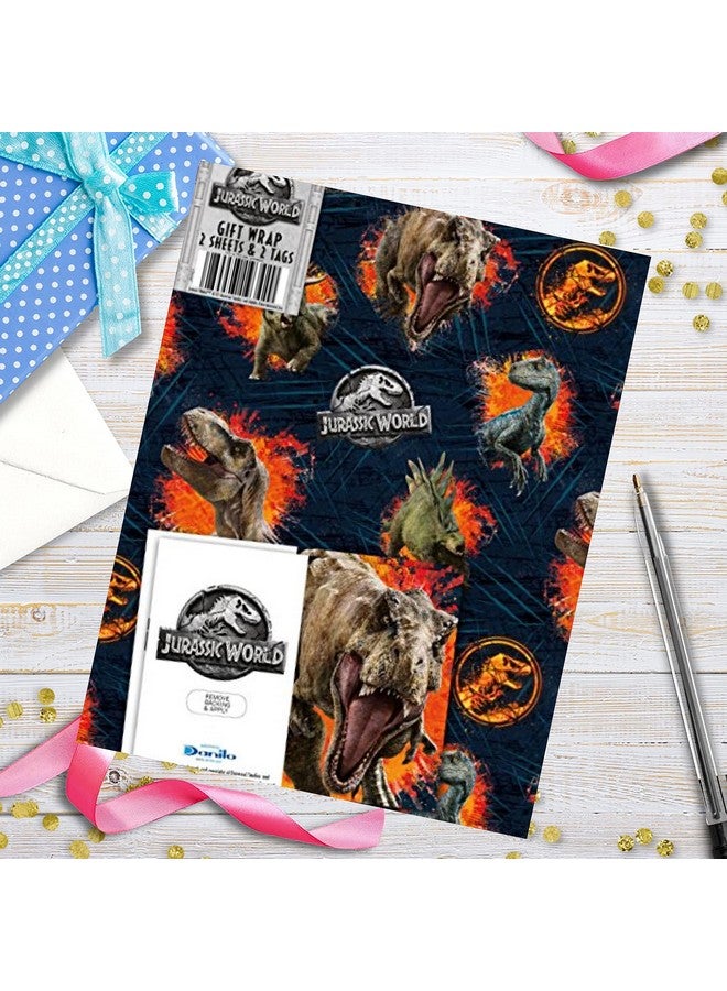 JURASSIC WORLD Jurassic Park Wrapping Paper And Gift Tags 2 Sheets And 2 Gift Tags - Image 2