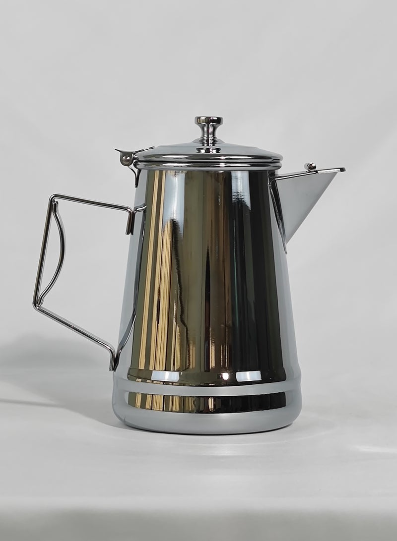 HTH Classic Arabic Style Engraved Design Coffee Dallah Pot Rustproof Premium Stainless Steel Teapot Mirror Finish Coffee Kettle Milk Pot Easy Pour Anti Spill Spout Tea Kettle with Hinged Lid and Ergonomic Handle Dishwasher Safe Induction Safe Teapot for Office Home 1/1.5/2 L - Image 1