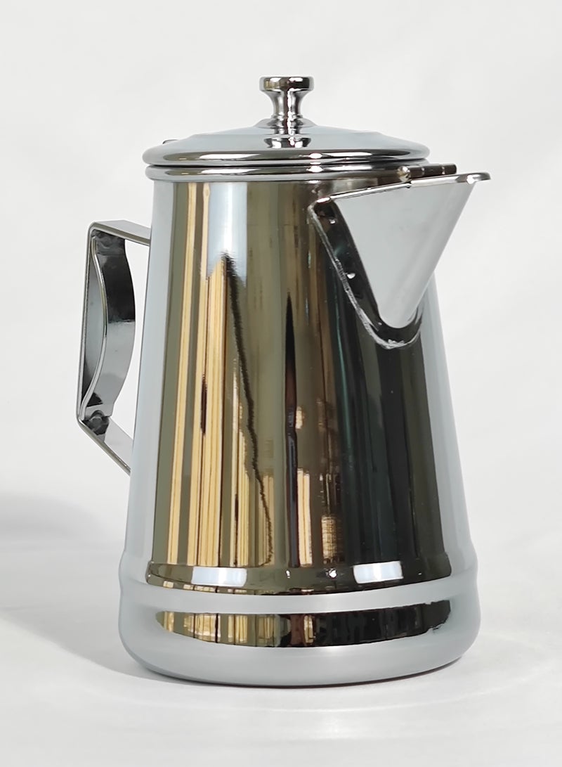 HTH Classic Arabic Style Engraved Design Coffee Dallah Pot Rustproof Premium Stainless Steel Teapot Mirror Finish Coffee Kettle Milk Pot Easy Pour Anti Spill Spout Tea Kettle with Hinged Lid and Ergonomic Handle Dishwasher Safe Induction Safe Teapot for Office Home 1/1.5/2 L - Image 2