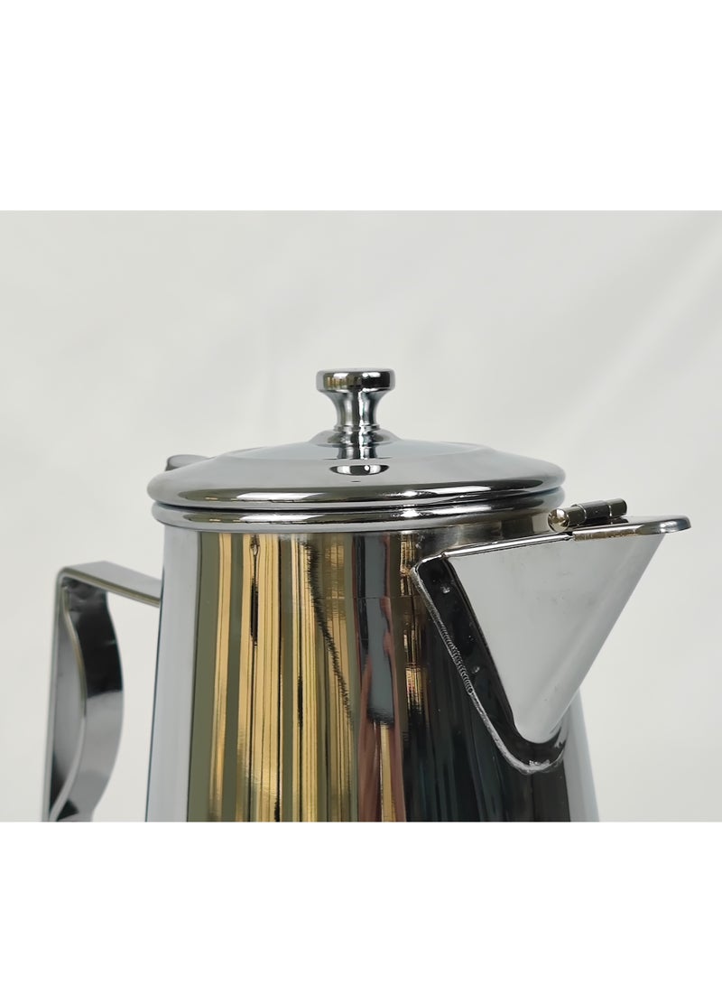 HTH Classic Arabic Style Engraved Design Coffee Dallah Pot Rustproof Premium Stainless Steel Teapot Mirror Finish Coffee Kettle Milk Pot Easy Pour Anti Spill Spout Tea Kettle with Hinged Lid and Ergonomic Handle Dishwasher Safe Induction Safe Teapot for Office Home 1/1.5/2 L - Image 3