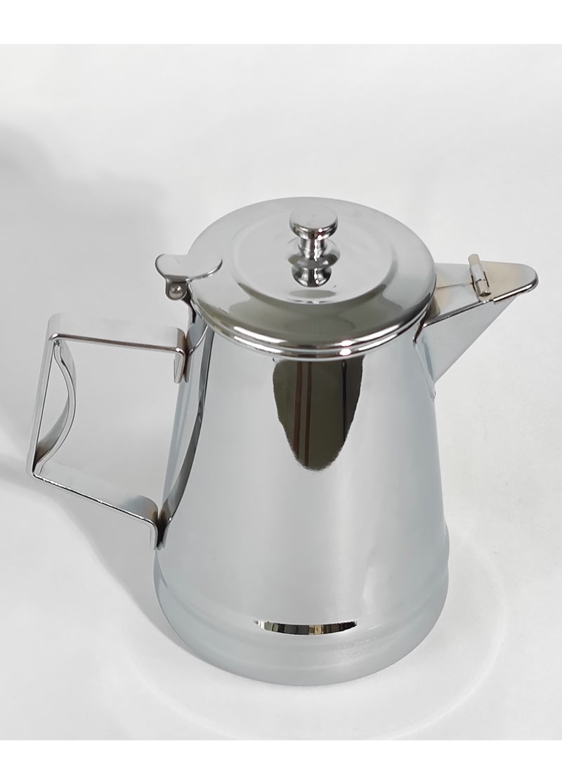 HTH Classic Arabic Style Engraved Design Coffee Dallah Pot Rustproof Premium Stainless Steel Teapot Mirror Finish Coffee Kettle Milk Pot Easy Pour Anti Spill Spout Tea Kettle with Hinged Lid and Ergonomic Handle Dishwasher Safe Induction Safe Teapot for Office Home 1/1.5/2 L - Image 4