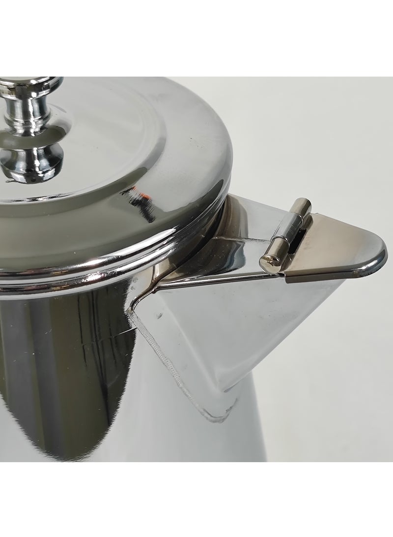 HTH Classic Arabic Style Engraved Design Coffee Dallah Pot Rustproof Premium Stainless Steel Teapot Mirror Finish Coffee Kettle Milk Pot Easy Pour Anti Spill Spout Tea Kettle with Hinged Lid and Ergonomic Handle Dishwasher Safe Induction Safe Teapot for Office Home 1/1.5/2 L - Image 5