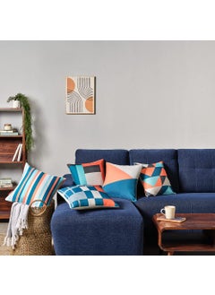 Sleepyhead Sleepyhead Microfiber Nooks Blue Geometric Cushion Cover With Premium Ocean Blue Cushion Fillers (16"X16", Set of 5 Combo)  - Image 1