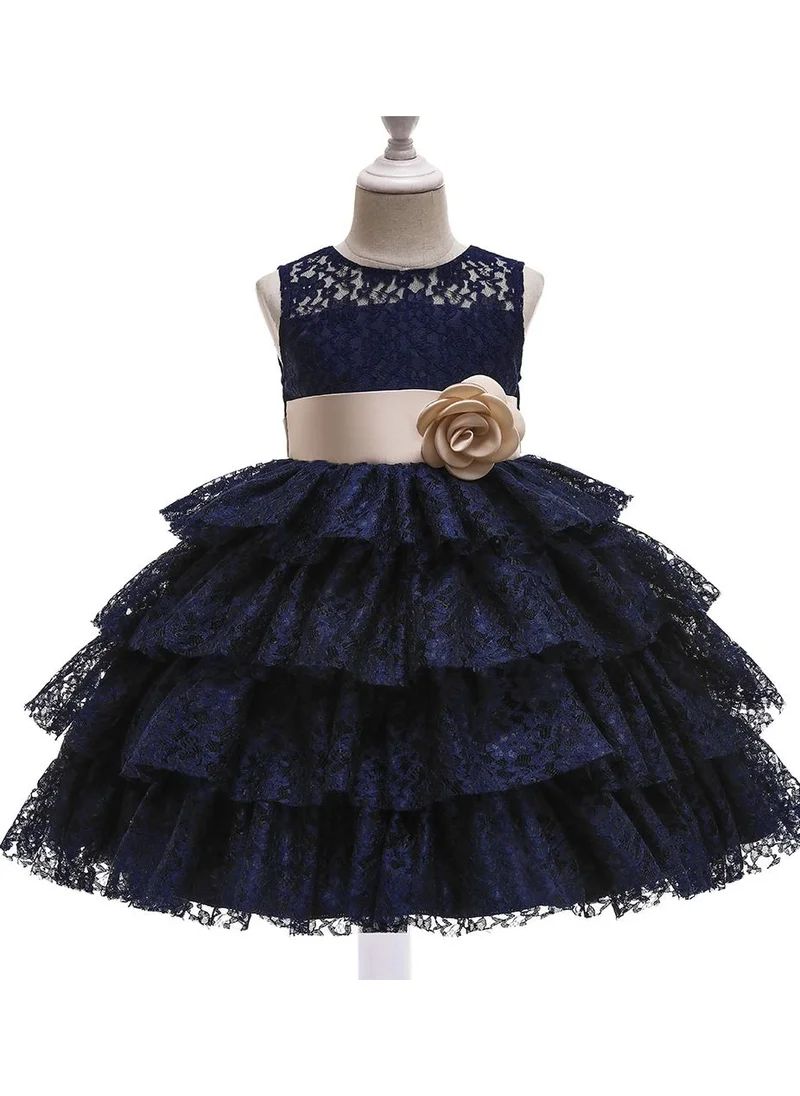 بيبي كلو Mesh-layered frill with corsage party dress for girls