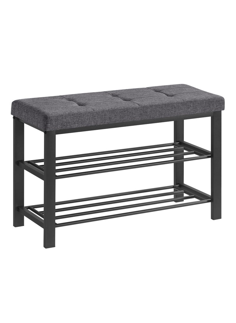 SONGMICS SONGMICS Shoe Bench Storage Bench Entryway Bench with Cushion Shoe Shelf with Seat SpaceSaving Modern Style for Living Room Bedroom Hallway Dark Gray and Ink Black ULBS57GYZ 