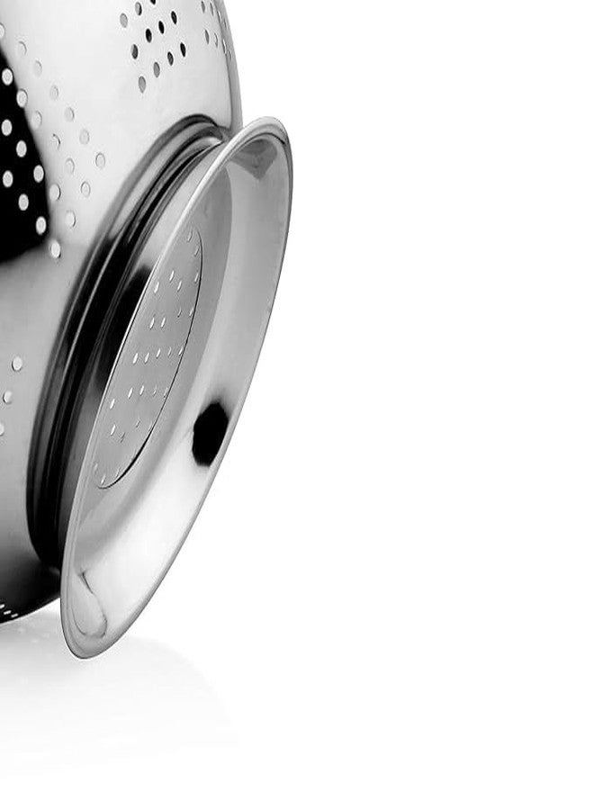 Prabha Strainer Stainless Steel Colander 24cm| Sieves Rice Colander for Rice Straining | Bowl Strainers for Kitchen Sink | Vegetable Drainer Colanders with Handle |Washing Fruits Poha Chalni - Image 5