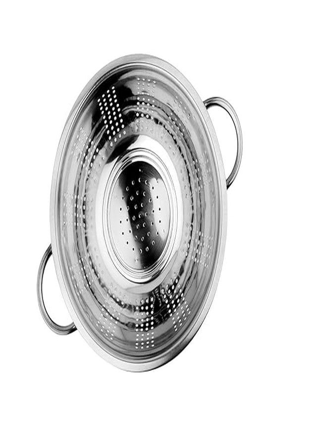 Prabha Strainer Stainless Steel Colander 24cm| Sieves Rice Colander for Rice Straining | Bowl Strainers for Kitchen Sink | Vegetable Drainer Colanders with Handle |Washing Fruits Poha Chalni - Image 4