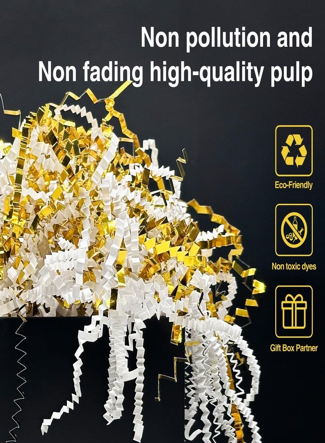 Corlcol 2LB Crinkle Paper Shred Filler for Bag Gift Box Basket Paper Shreded Stuffing Decoration in Party (White & Gold) - Image 3