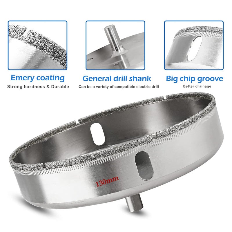 Luomorgo 130mm/5 1/8 inch Diamond Hole Saw, 1.1 inch Cutting Depth, Iron Alloy, Glass, Ceramic, Marble, Porcelain, Granite, Quartz, Gemstone - Image 5