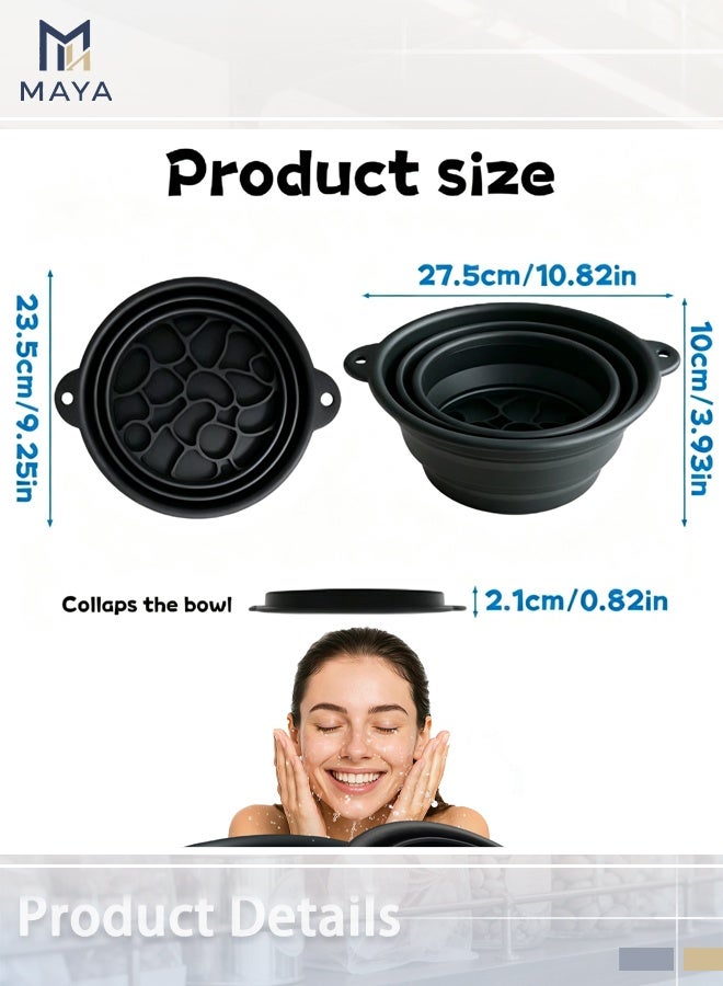 Maya Face Bowl for Ice With Built-in Ice Tray Collapsible Silicone Facial Face Ice Bath Bowl Small Reusable Cold Plunge Basin is Portable,Perfect for Home Use,Camping,Travel Cold Bath Spa Tool & Black - Image 5