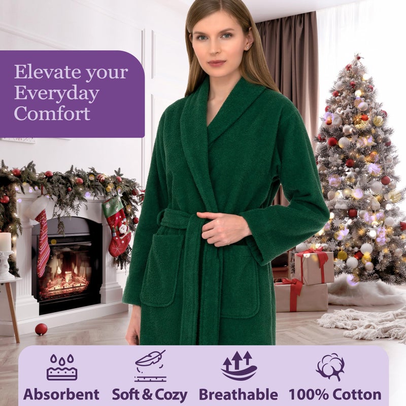 TowelSelections Womenâ€™s Robe, 100% Cotton Short Terry Shawl Bathrobe Medium White - Image 5
