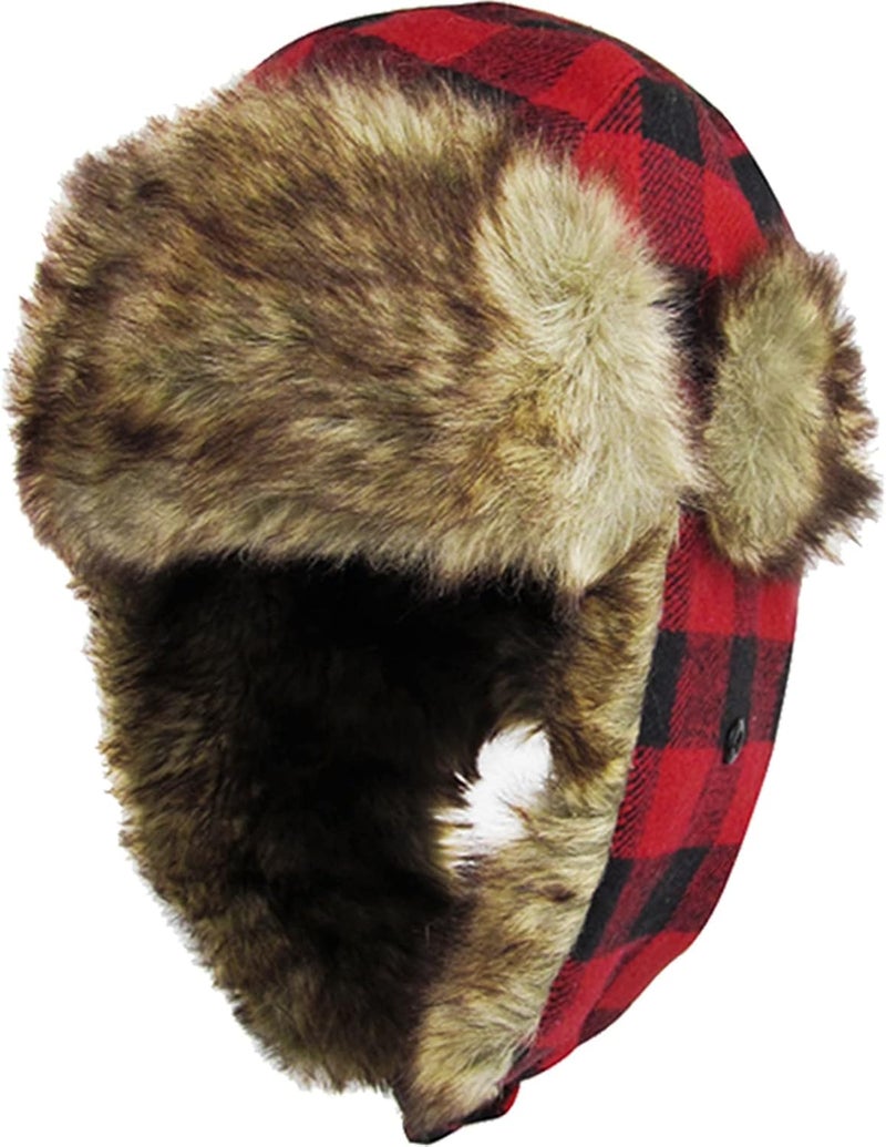 KBETHOS Lumberjack Plaid Aviator Trapper Hat Trooper Ear Flaps Ushanka Eskimo Cold - Image 1