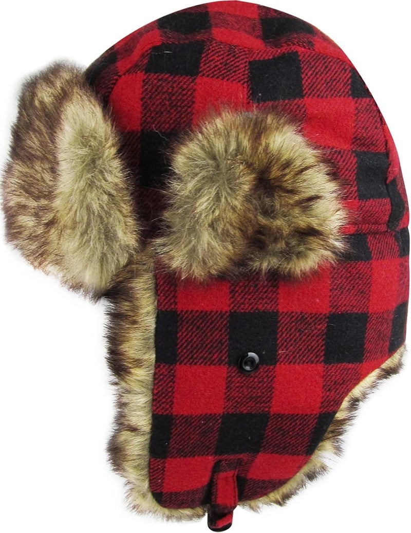 KBETHOS Lumberjack Plaid Aviator Trapper Hat Trooper Ear Flaps Ushanka Eskimo Cold - Image 3