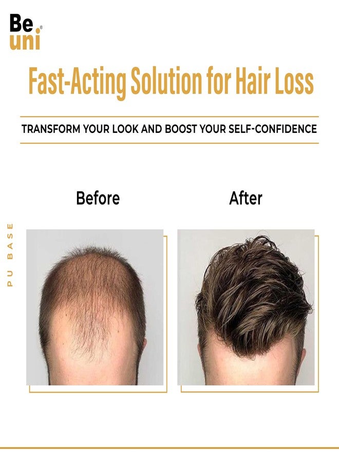 Beuni Skin Base Hair Toupee For Men With 100 Percent European Hair 0.03mm PU Thin Skin V Loop Hair Replacement System Natural Look Black 9x7 Inch - Image 2